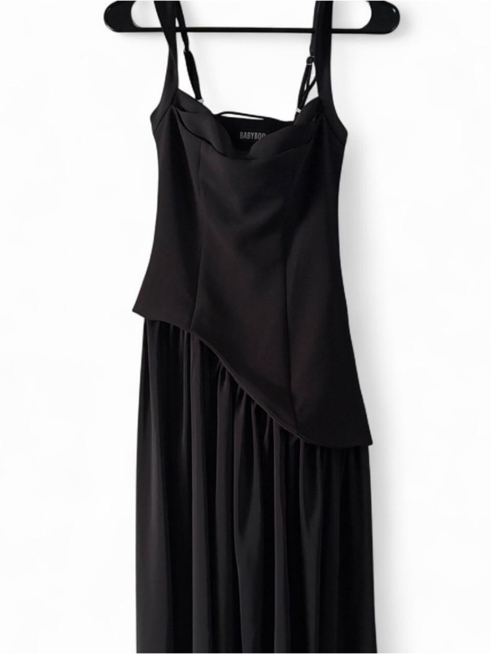 Black Asymmetric Sleeveless Maxi Dress (prom dress)